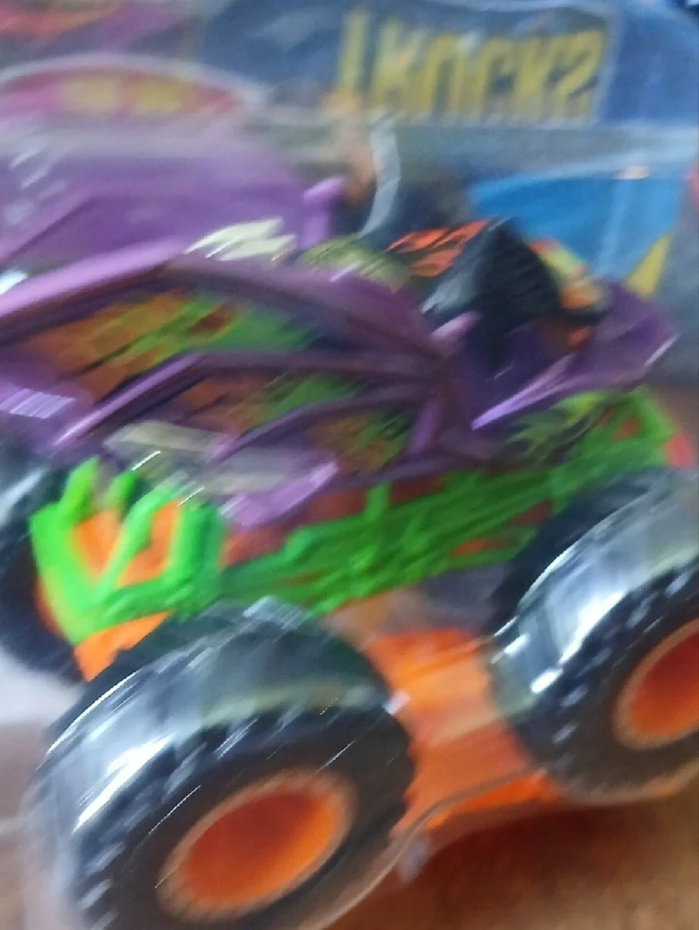 Hot Wheels Monster Truck — Purple Dragon Body with Green Frame and Orange Wheels